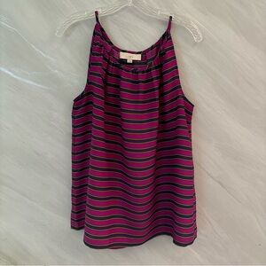 Ann Taylor Loft L Pink, Purple, Green Stripped Spaghetti Strap Blouse